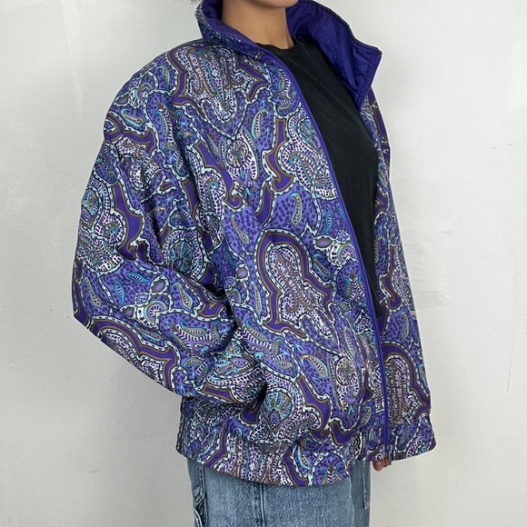 Vintage Northern Climate Purple Jacquard Windbreaker - Picture 3 of 4